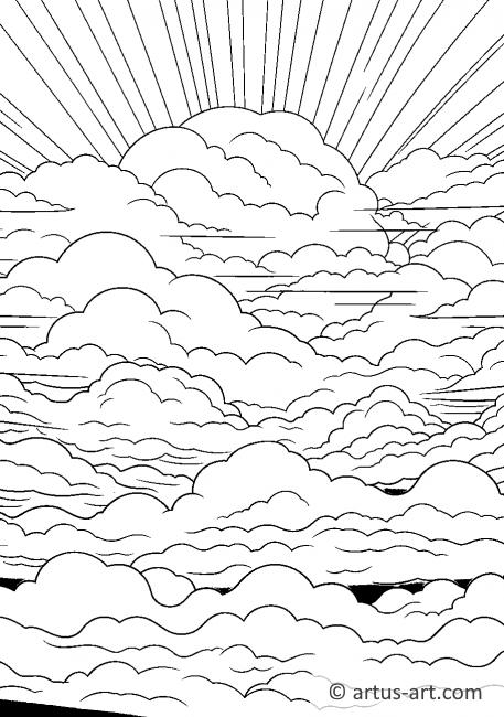 Página para colorear de nubes al atardecer