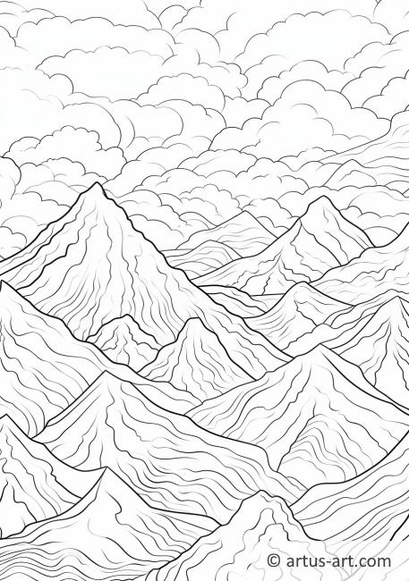 Kleurplaat: Wolken boven Bergen