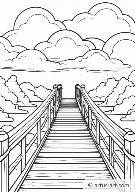 Pagina da colorare del ponte nuvoloso
