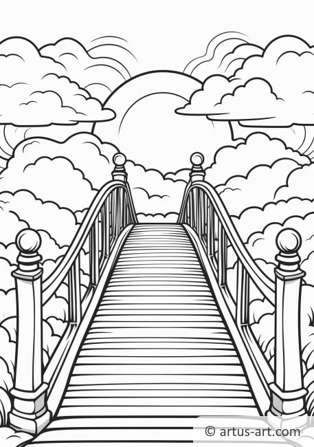 Cloudy Bridge Coloring Page