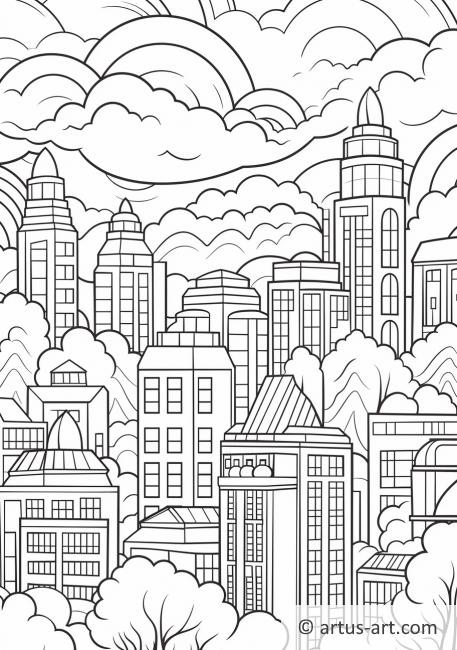 Cloudy Cityscape Coloring Page