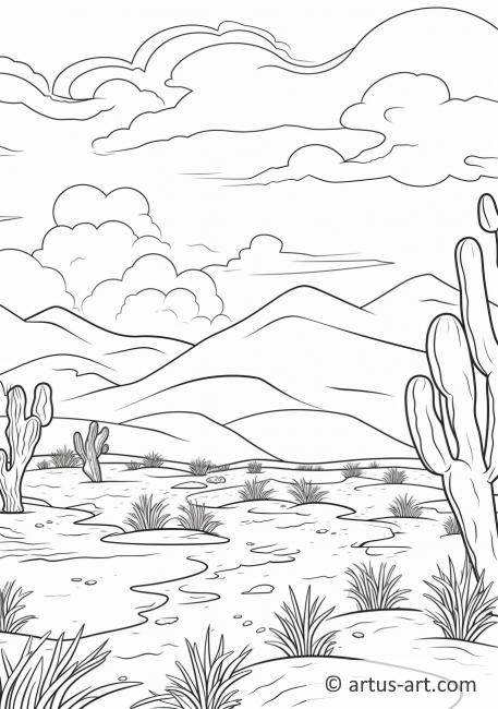 Página para colorear de Desierto Nublado