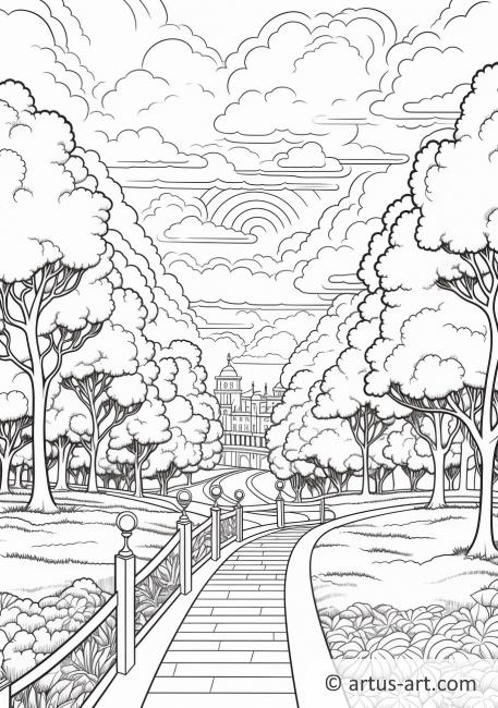 Página para colorear del parque nublado