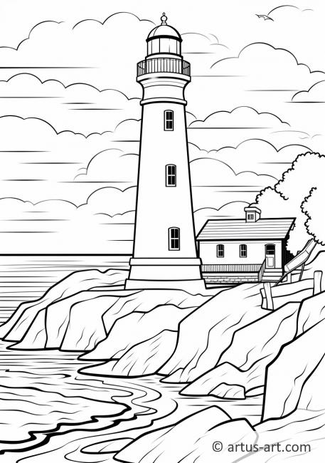 Page de coloriage de phare côtier