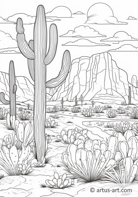 Página para colorear de cactus del desierto