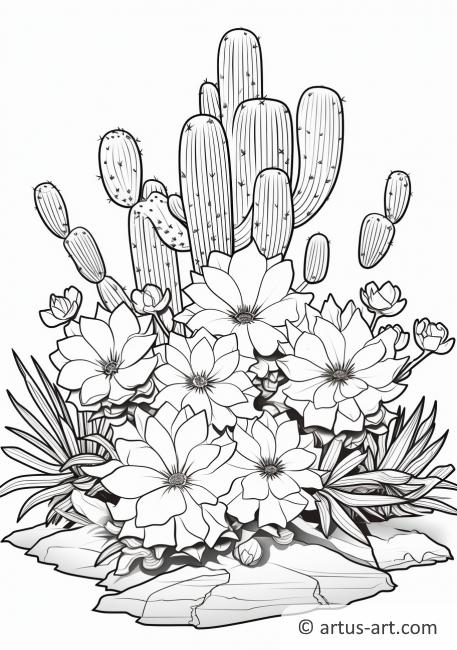 Page de coloriage de fleurs du désert