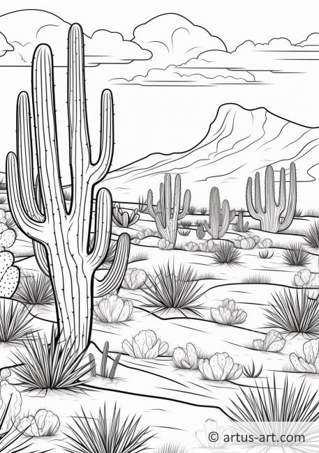 Página para colorir de Plantas do Deserto