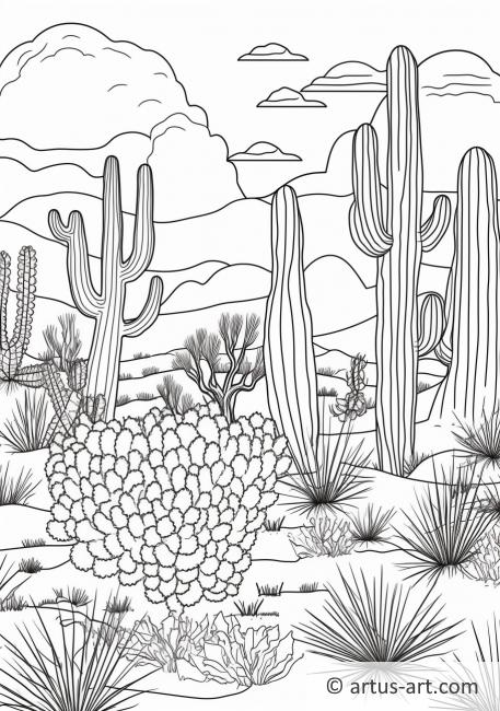 Página para colorear de plantas del desierto