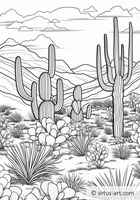 Página para colorear de plantas del desierto