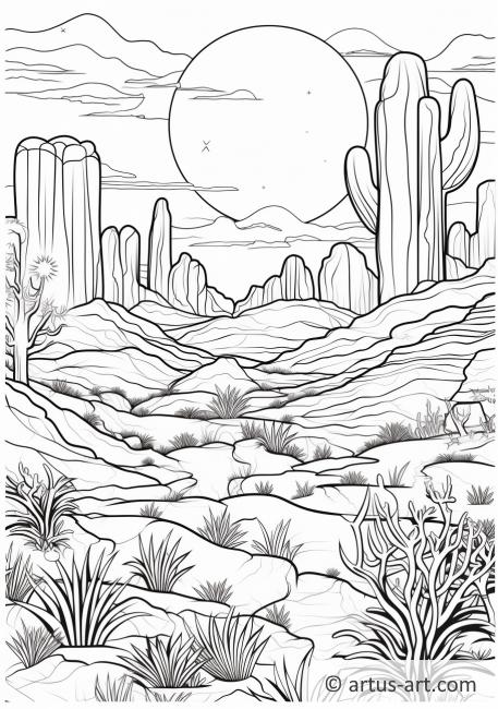Desert Sunset Coloring Page