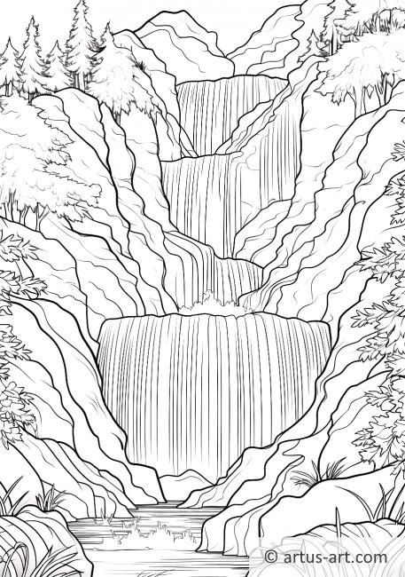 Traumhafter Wasserfall Ausmalbild