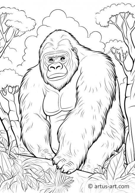 Gorilla im Regenwald Ausmalbild