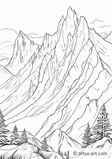 Página para Colorir de Picos Alpinos