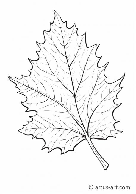 Página para colorear de hoja de otoño