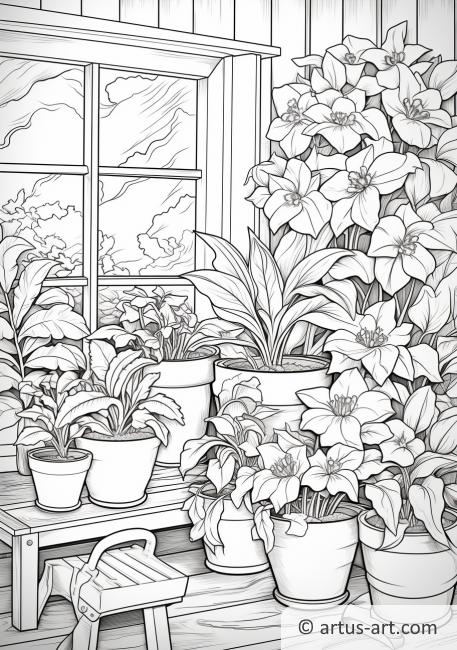 Page de coloriage de jardin d'illustration botanique