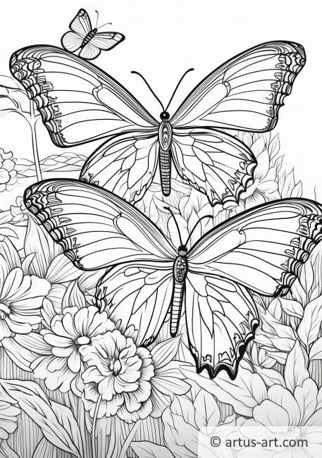 Page de coloriage Jardin de papillons