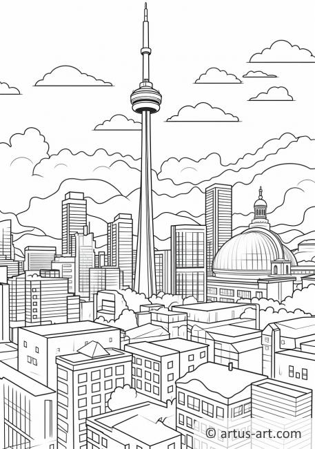 City Skyline at Dusk Coloring Page