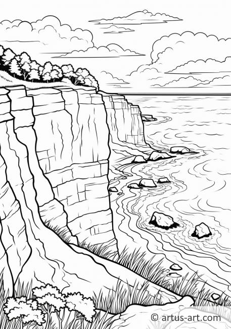 Cliffs Overlooking the Ocean Coloring Page