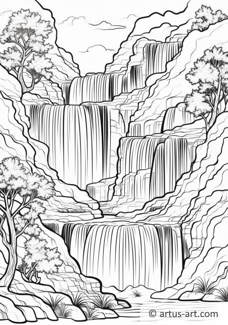 Prächtiges Wasserfall Ausmalbild
