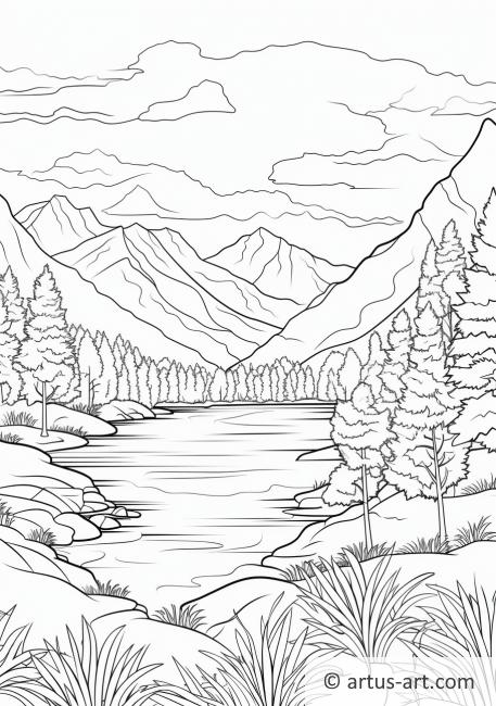 Mountain Lake Coloring Page