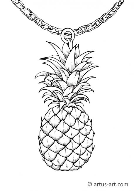Ausmalbild einer Ananas mit einer Ananas-Halskette