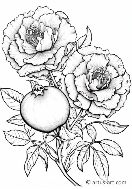 Květ granátového jablka - omalovánka