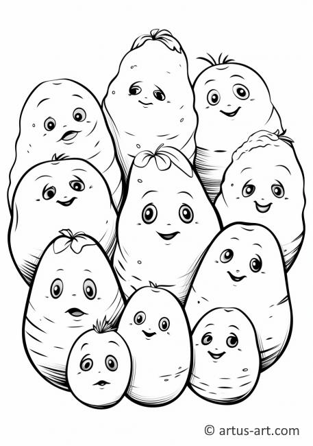 Page de coloriage de personnages de pommes de terre