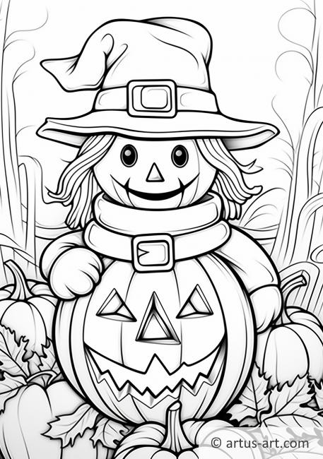 Pumpkin Scarecrow Coloring Page