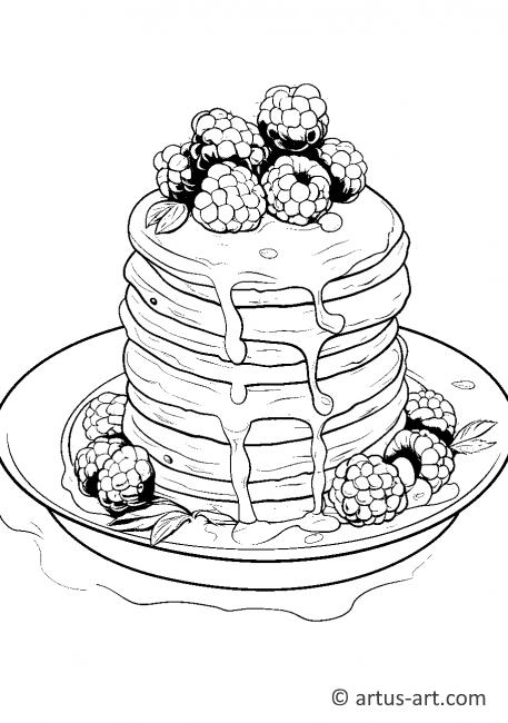 Pagina da colorare di pancake ai lamponi