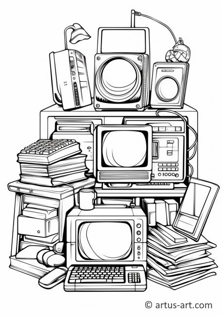 Recycled Electronics Coloring Page