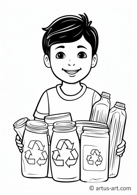 Página para colorear sobre conciencia del reciclaje