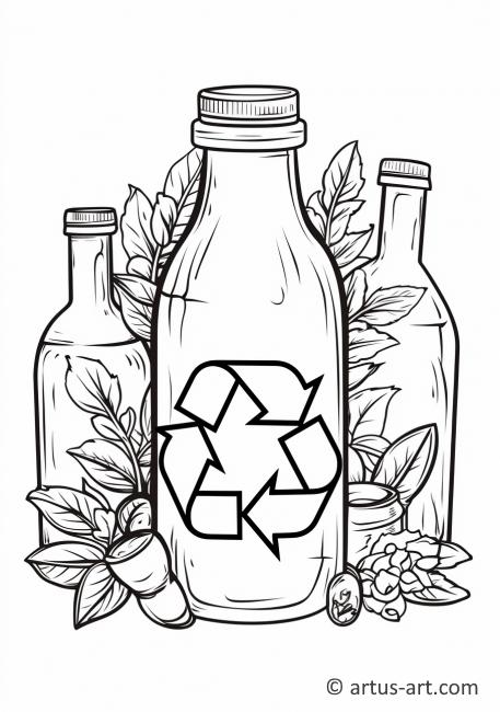 Página para colorear del letrero de Reutilizar y Reciclar