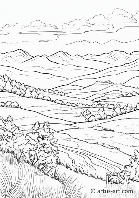 Rolling Hills and Meadows Coloring Page