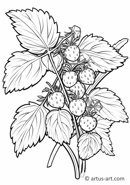 Página para colorear de hoja de fresa