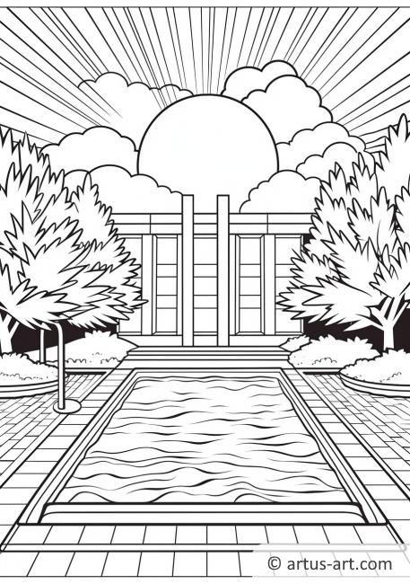 Sun with Swimming Pool Coloring Page