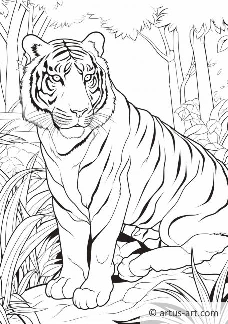 Tiger im Dschungel Ausmalbild