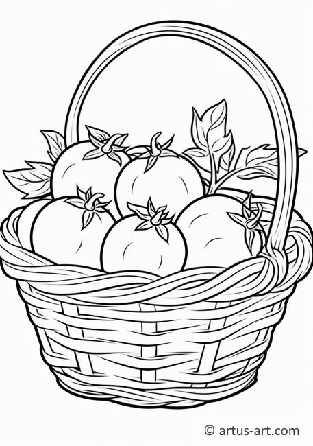 Página para colorear de Tomate en una Canasta