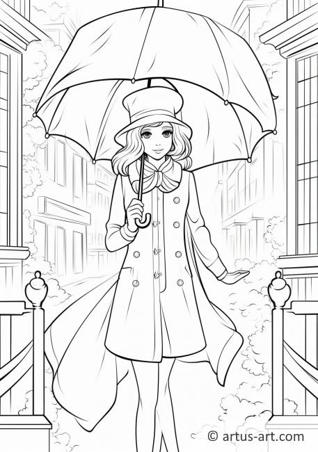 Barvačka s deštníkem v dešti