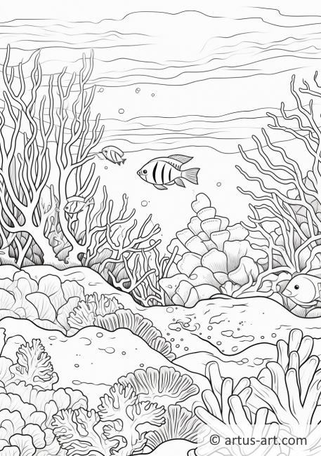 Pagina da colorare della barriera corallina sottomarina