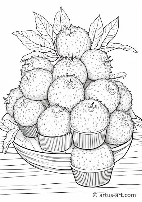 Página para colorear de muffins de pan de fruta del pan