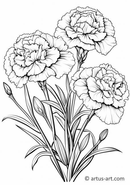 Page de coloriage de bouquet de œillets