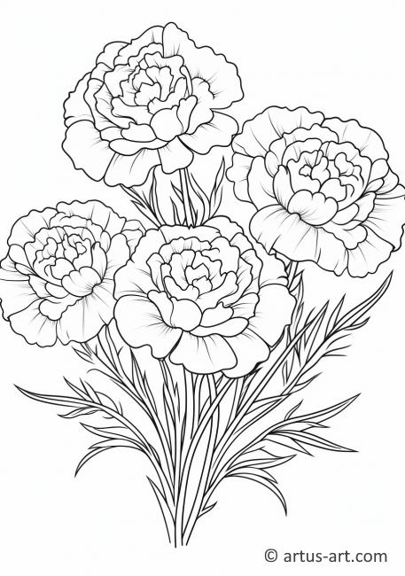 Carnation Bukett Färgläggningssida