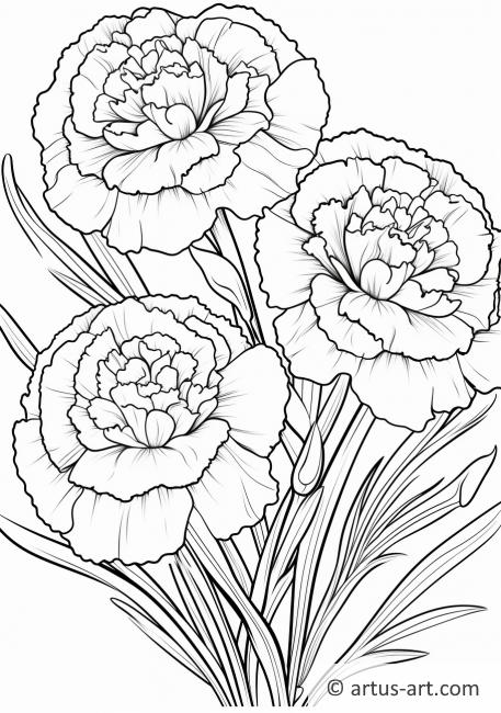 Carnation Bukett Färgläggningssida
