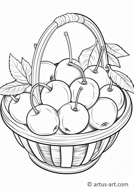 Cherry Fruit Basket Coloring Page