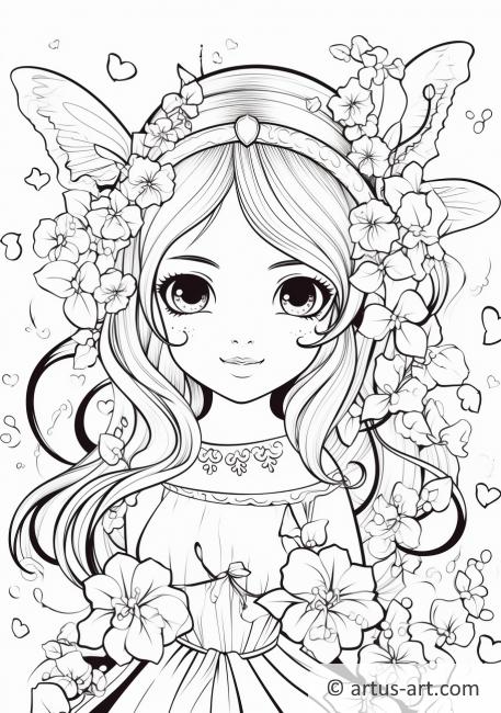 Pagina de colorat cu Zâna Florilor de Cireș