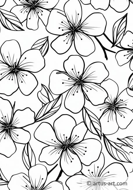 Página para colorear con patrón de flores de cerezo