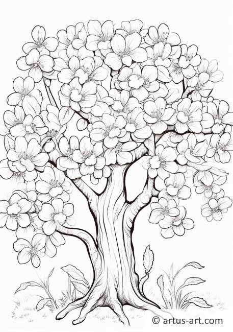 Página para Colorir da Estação das Cerejeiras em Flor