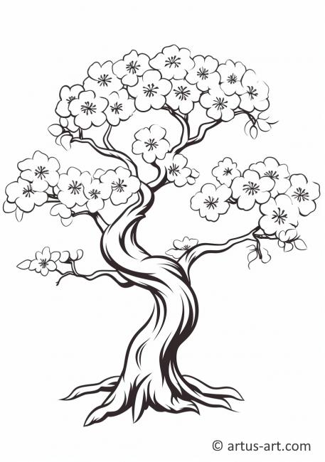 Cherry Blossom Silhouette Coloring Page
