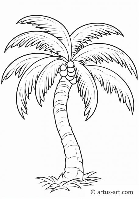 Página para colorear de árbol de coco