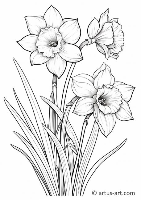 Página para colorear de Narciso en un jardín